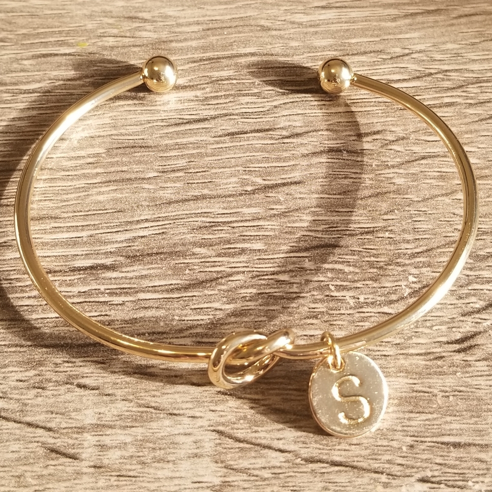 CLEARANCE! Gold Plated Letter S Charm Bracelet